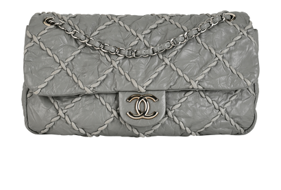 Jumbo Ultra Stitch Flap, &pound;1,200, Handbags, Grey, Leather, Front view